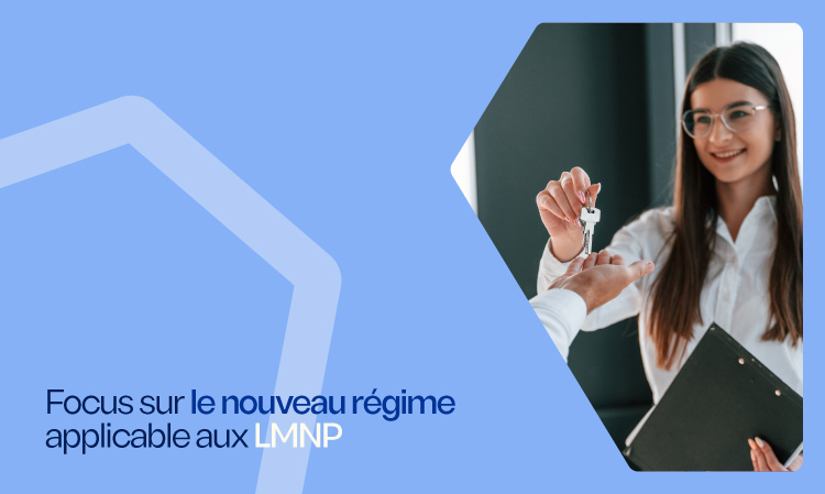 Une remise de clés entre deux personnes dans un cadre locatif, illustrant le changement LMNP 2025.