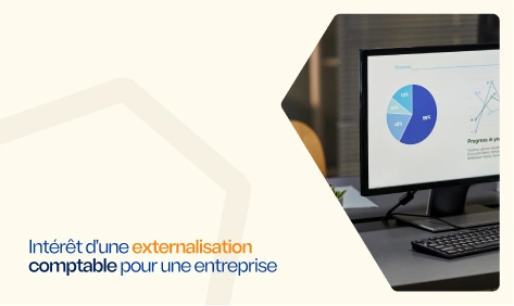 Écran affichant un graphique de répartition comptable, illustrant l’externalisation comptable en entreprise
